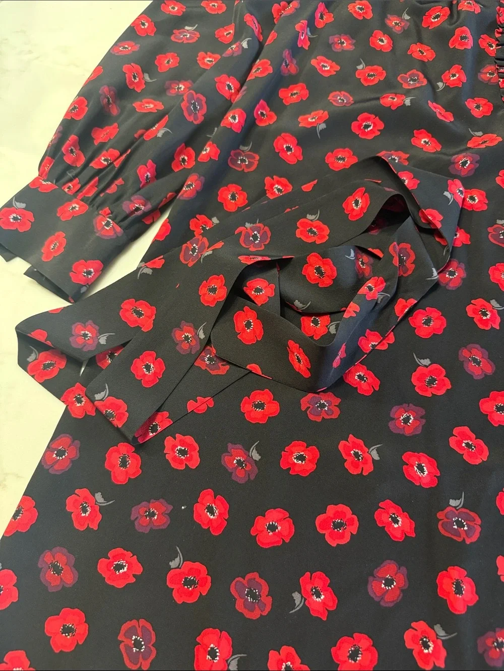 Kate Spade Silk Poppy Print Mini Shirtdress
